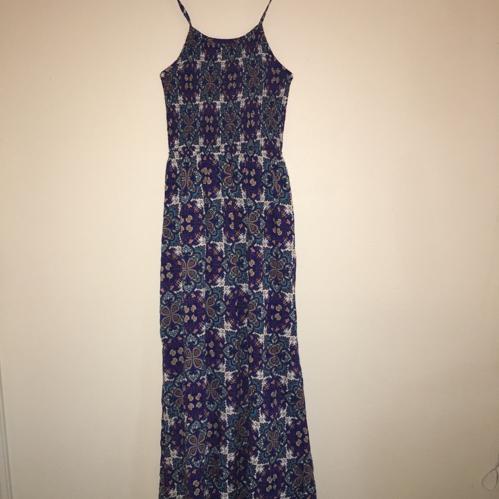 Blue halter maxi dress